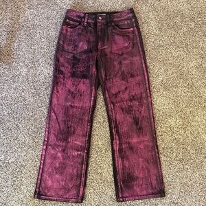 Forever 21 Black & Metallic Pink Straight Legged Jeans 27